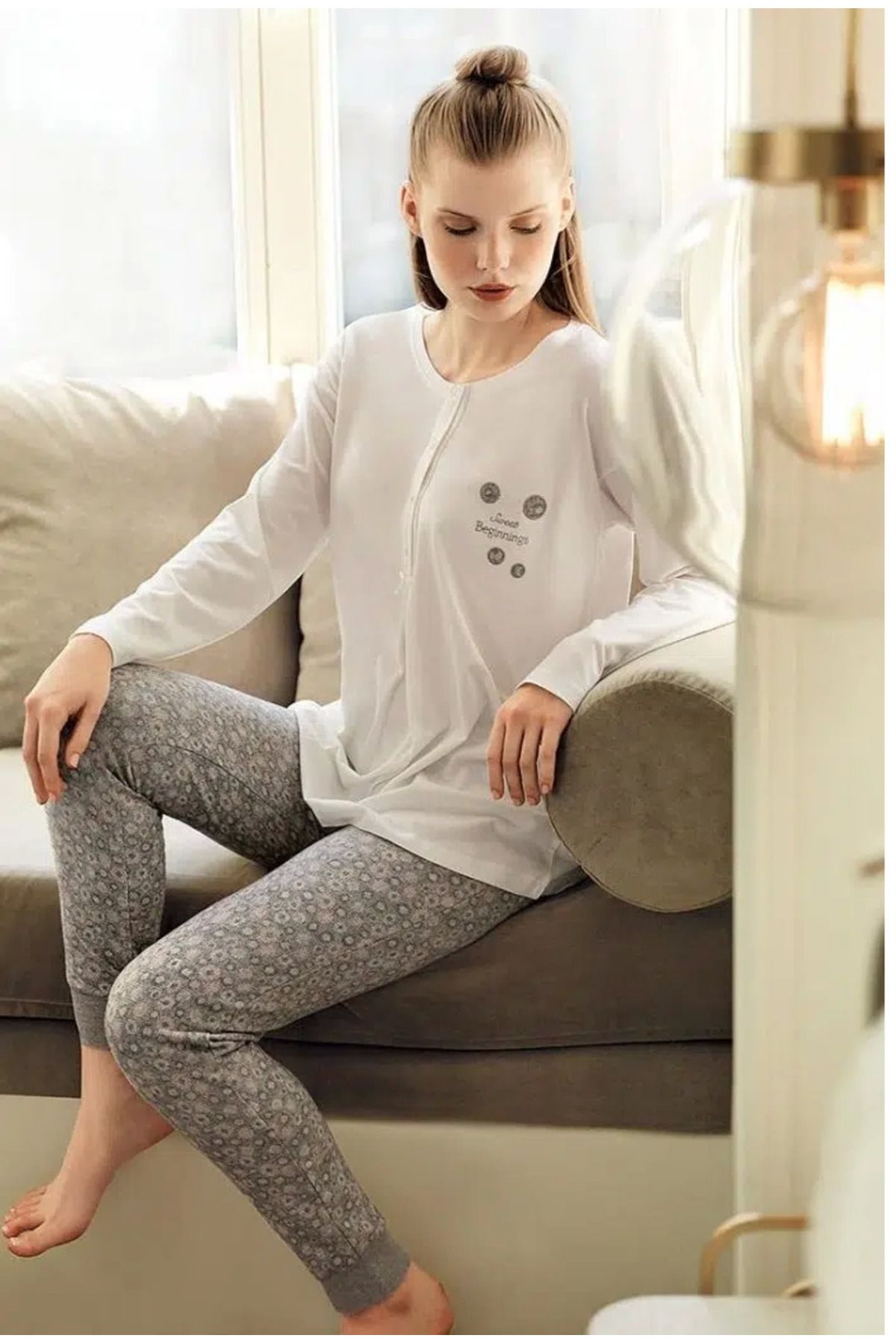Moda Şahsenem 11301 Kadın Sabahlıklı Pijama Takımı