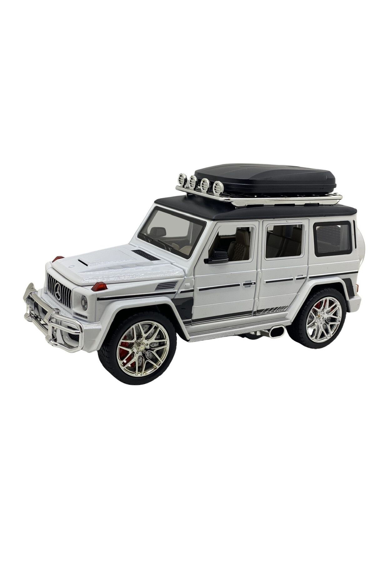 JPT-White Mercedes G Class replica model with sounds, lights and smoke coming out of both drums 5