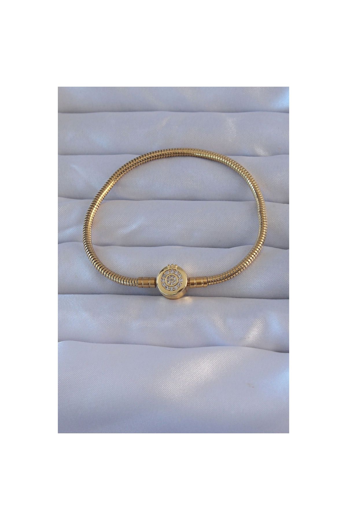maarketim Pirinç Gold Renk Zirkon Taşlı Charm Bileklik