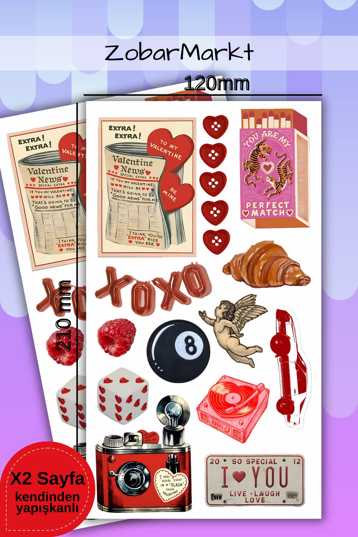 ZobarMarkt ONLINE MARKETING Valentine’s Daily Sticker Set (bullet journal- ajanda - laptop)
