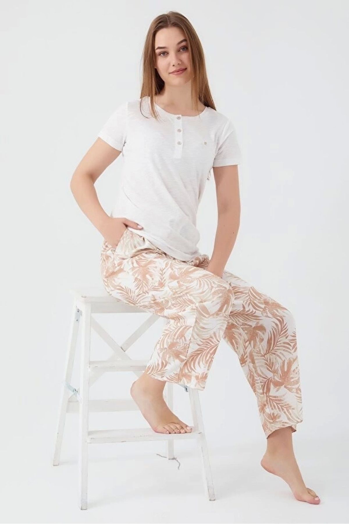 Moda Şahsenem Pierre Cardin 8527-s Kadın Kısa Kol Pijama Takımı