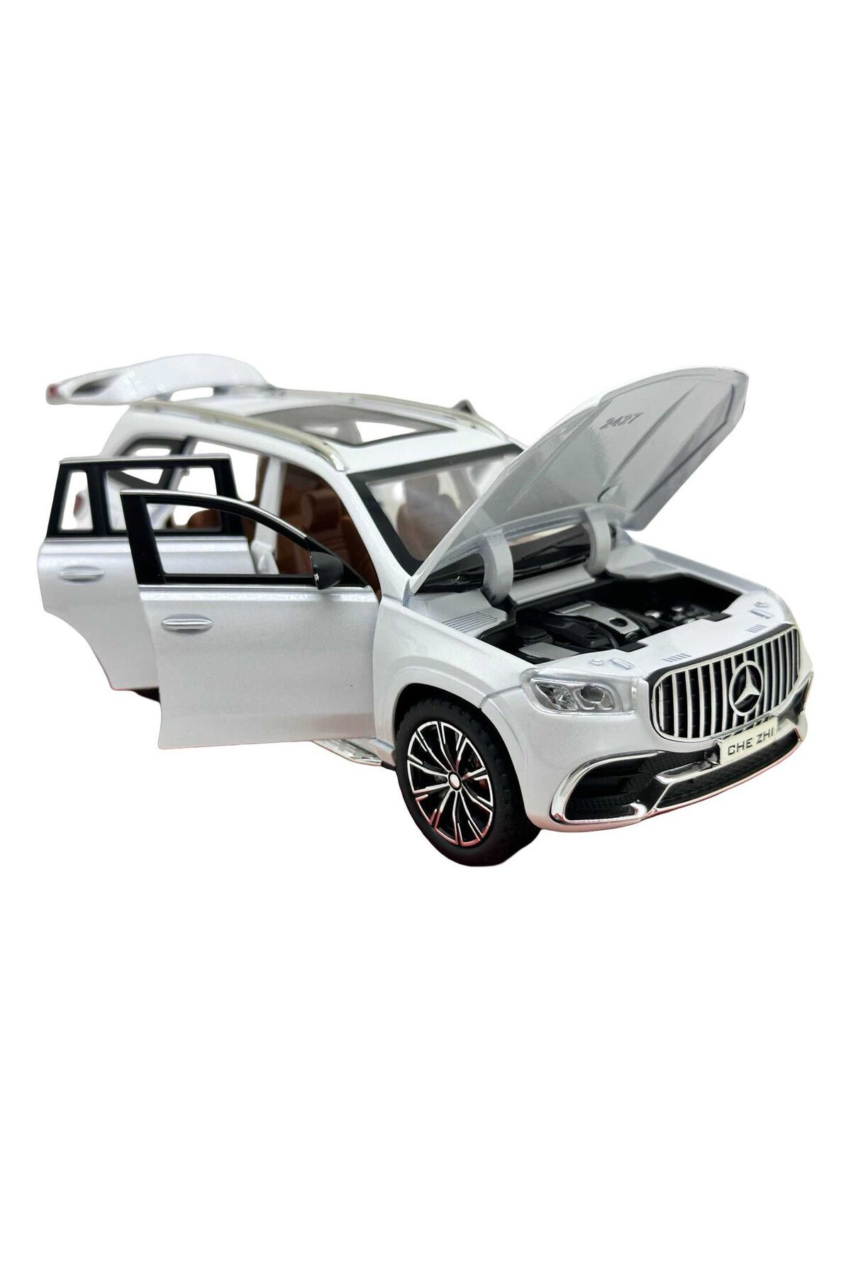 JPT-Mercedes GLS SUV Die-Cast Model 1:24 Pearl White - sounds, lights and spring-20 cm 6