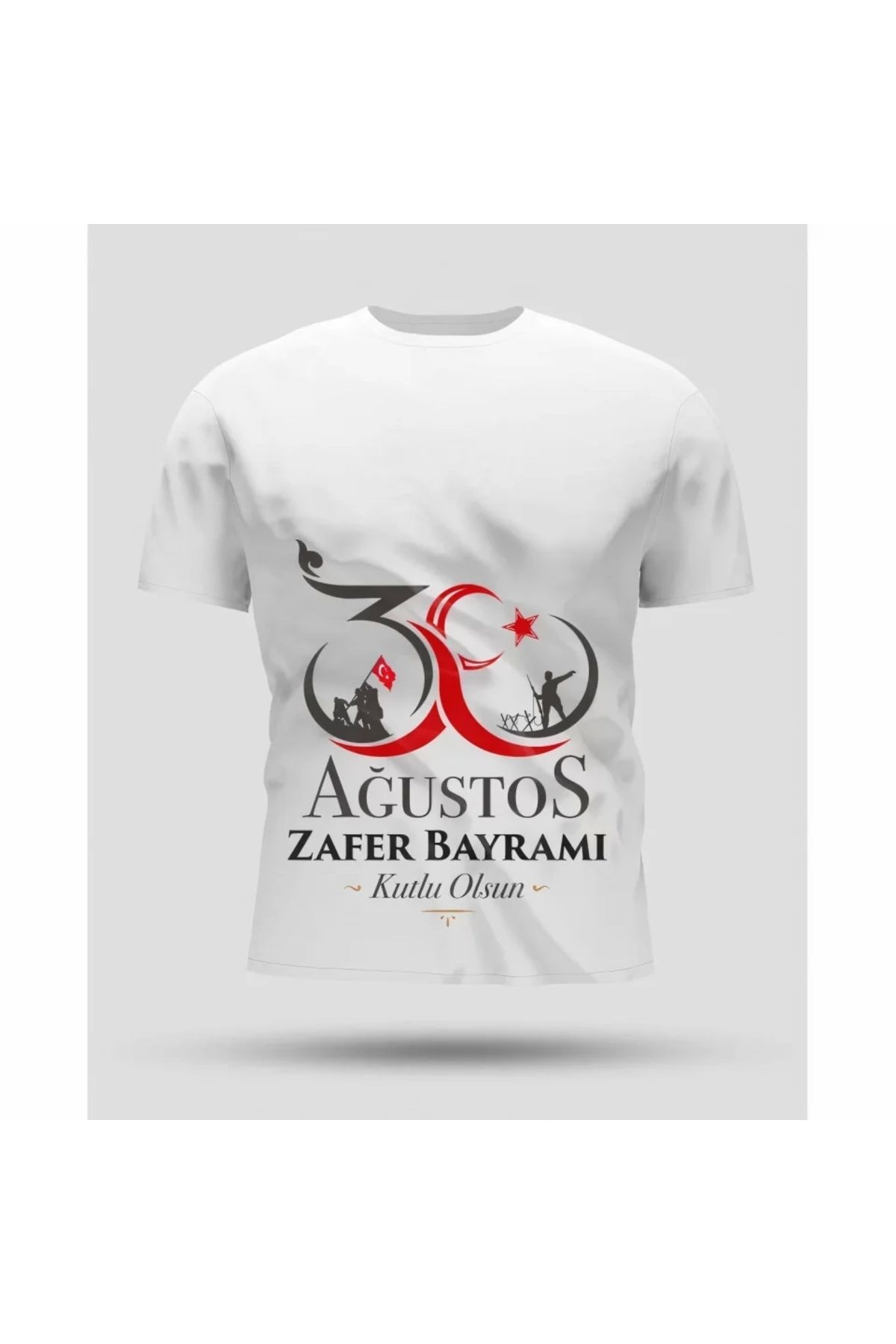 MODA 30 Ağustos Oversize Baskılı Tshirt Beyaz