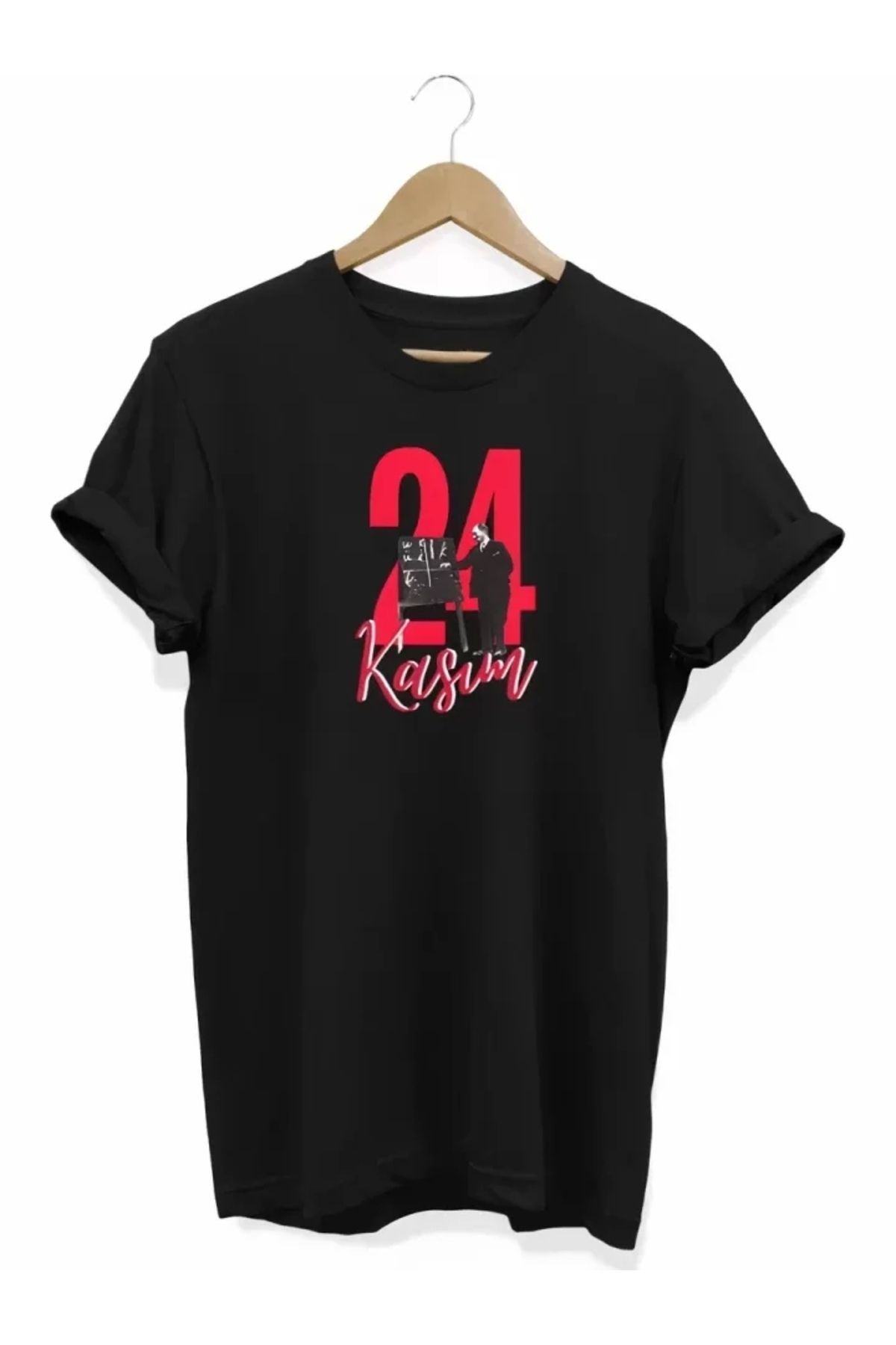 MODA 24 Kasım Öğretmenler Günü Baskılı Unisex Tshirt iyah