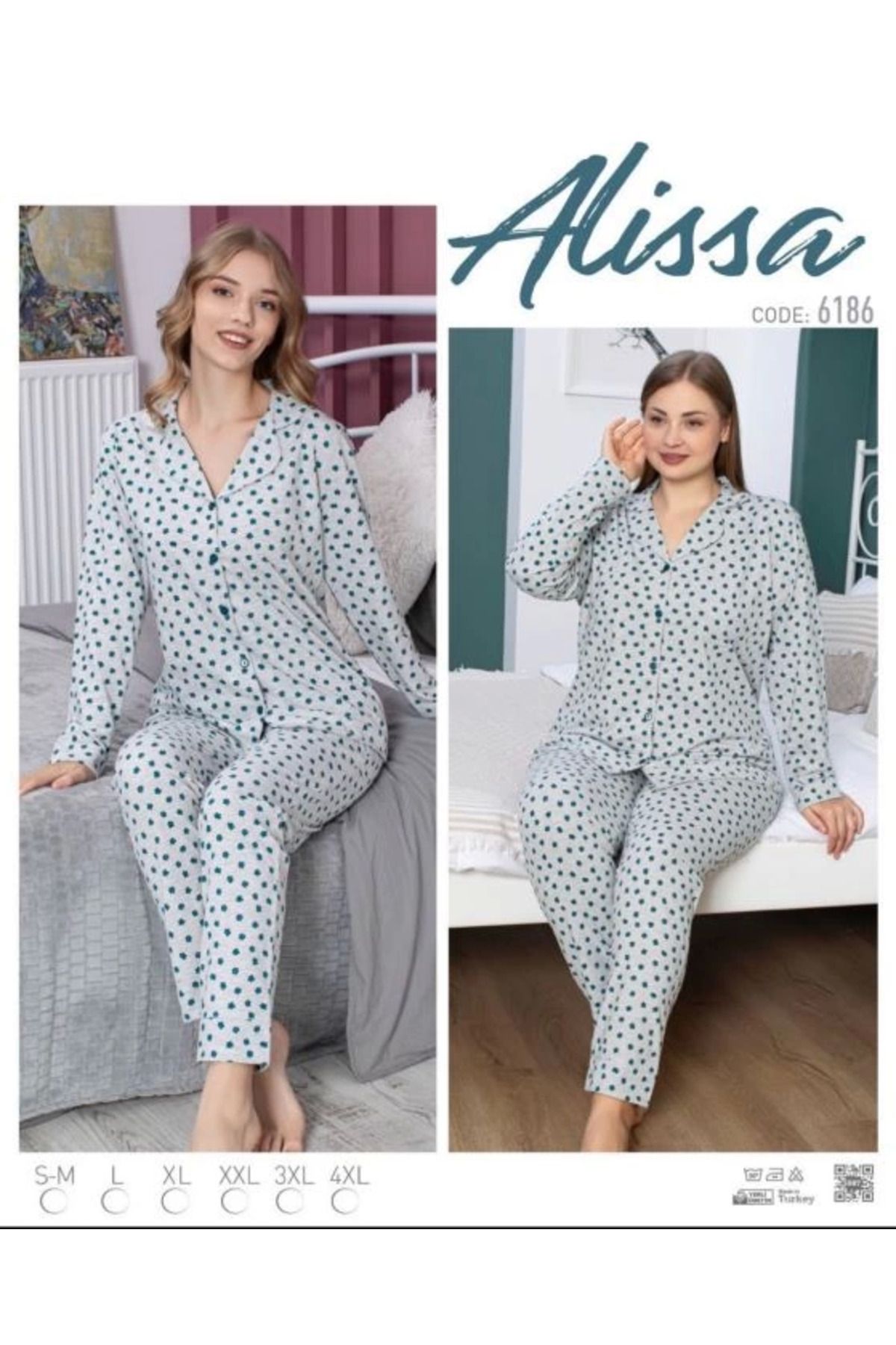 Moda Şahsenem Alissa 6186 Önü Düğmeli Çiçek Desenli Pijama Takımı