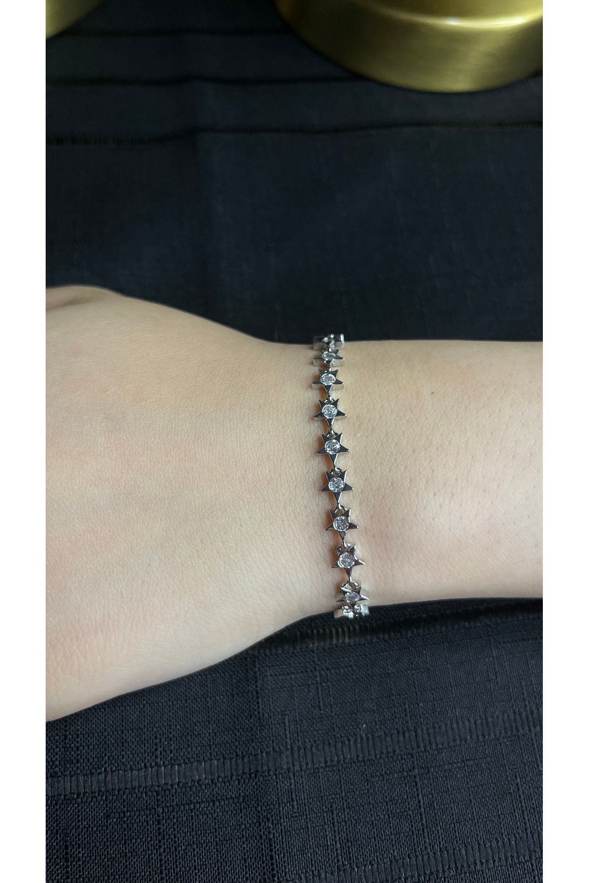 GLOWVİA AKSESUAR VİP Seri Zirkon Taşlı Silver Yıldız Bileklik