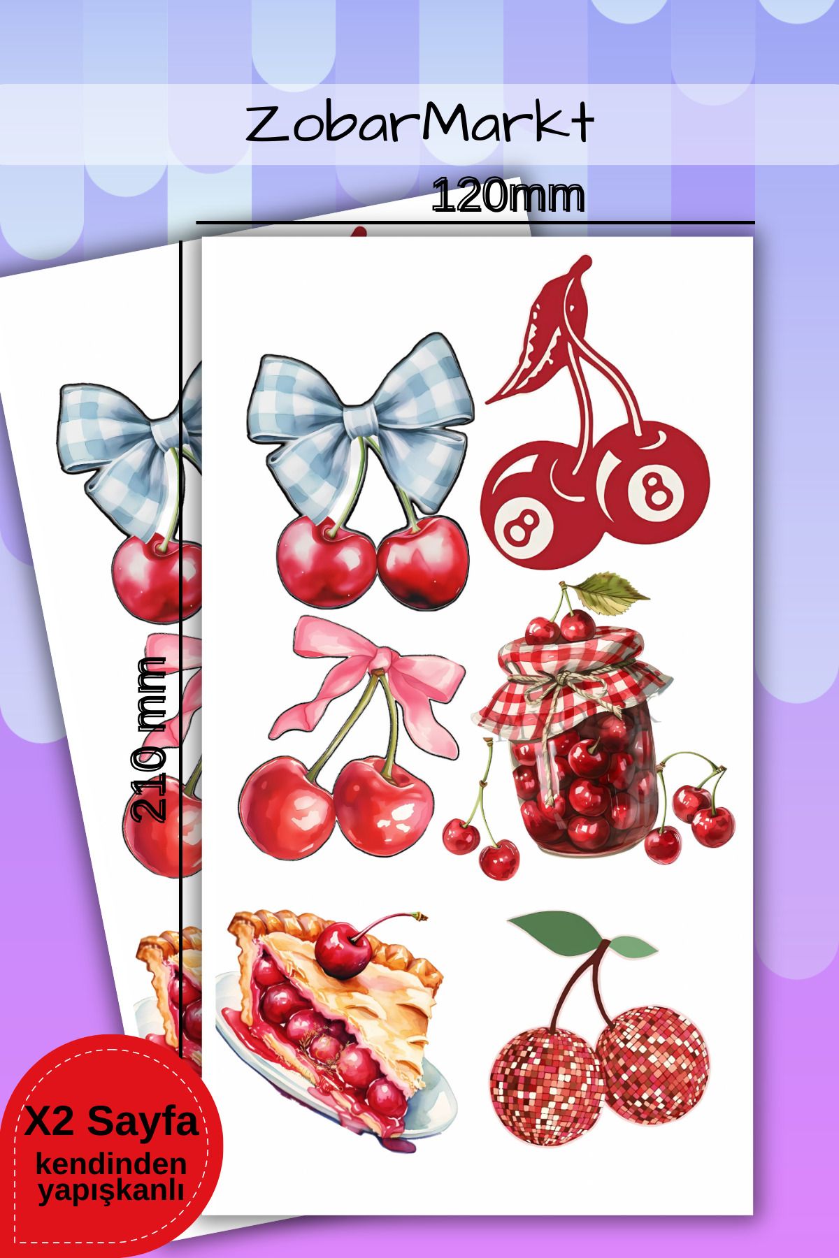 ZobarMarkt ONLINE MARKETING Cherry Mood Sticker Set (bullet journal- ajanda - laptop)