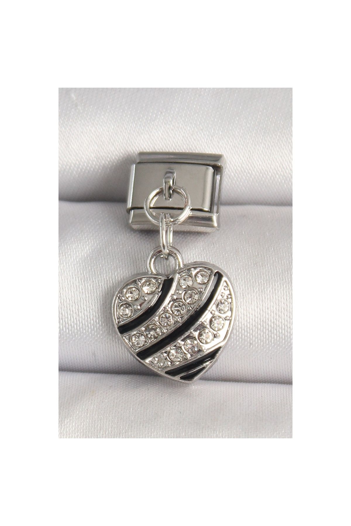 maarketim 316L Çelik Gümüş Renk Zirkon Taşlı Kalp Model Nomination Charm