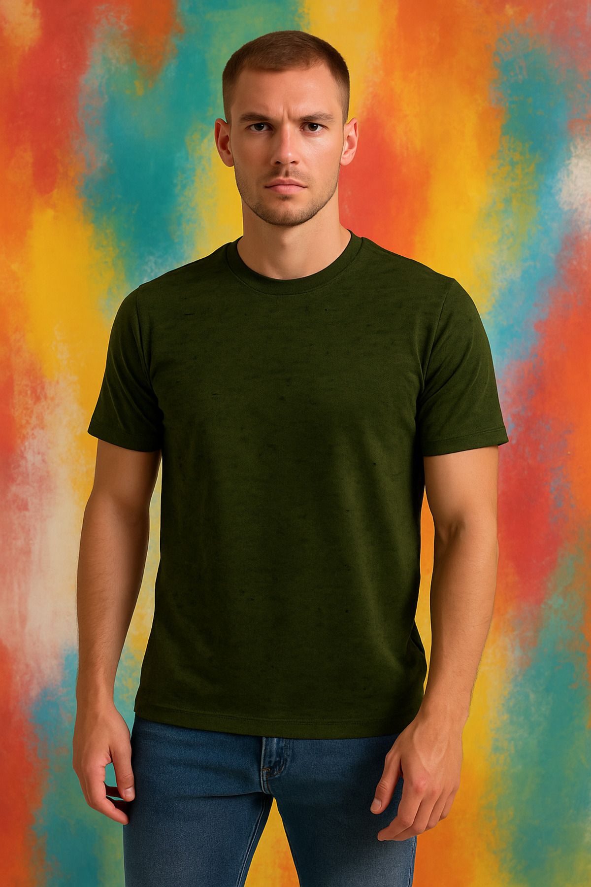 YŞRLİNE COLLECTİON YSR TEKSTIL KISA KOL MODEL TSHIRT YEŞİL