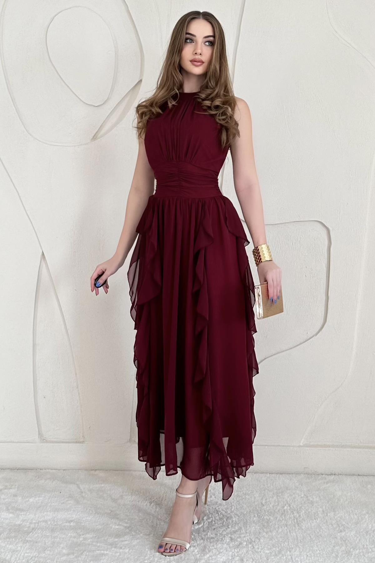 Elbee Fashion Woman Halter Yaka Astarlı Elbise