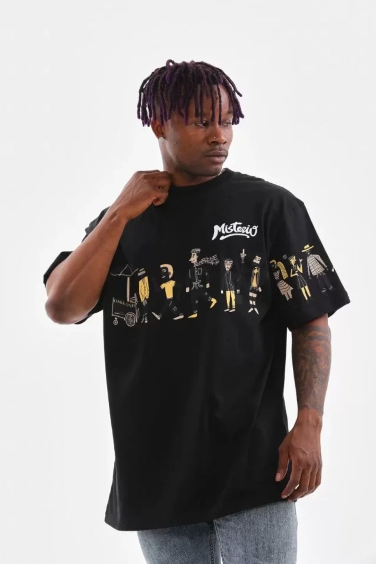 MODA Unisex Bisiklet Yaka Baskılı Oversize Thirt iyah