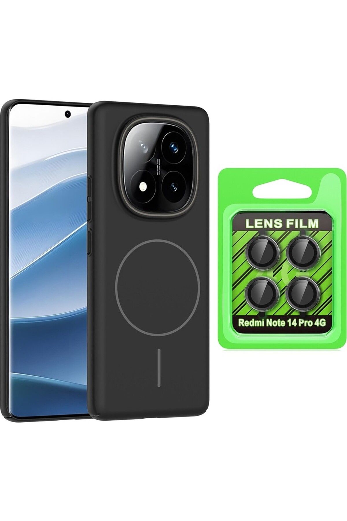 Vendas Xiaomi Redmi Note 14 Pro 4G Kılıf Magsafe Şarj Özellikli Zore Ruby Sert Kapak + Kamera Lens Koruyucu