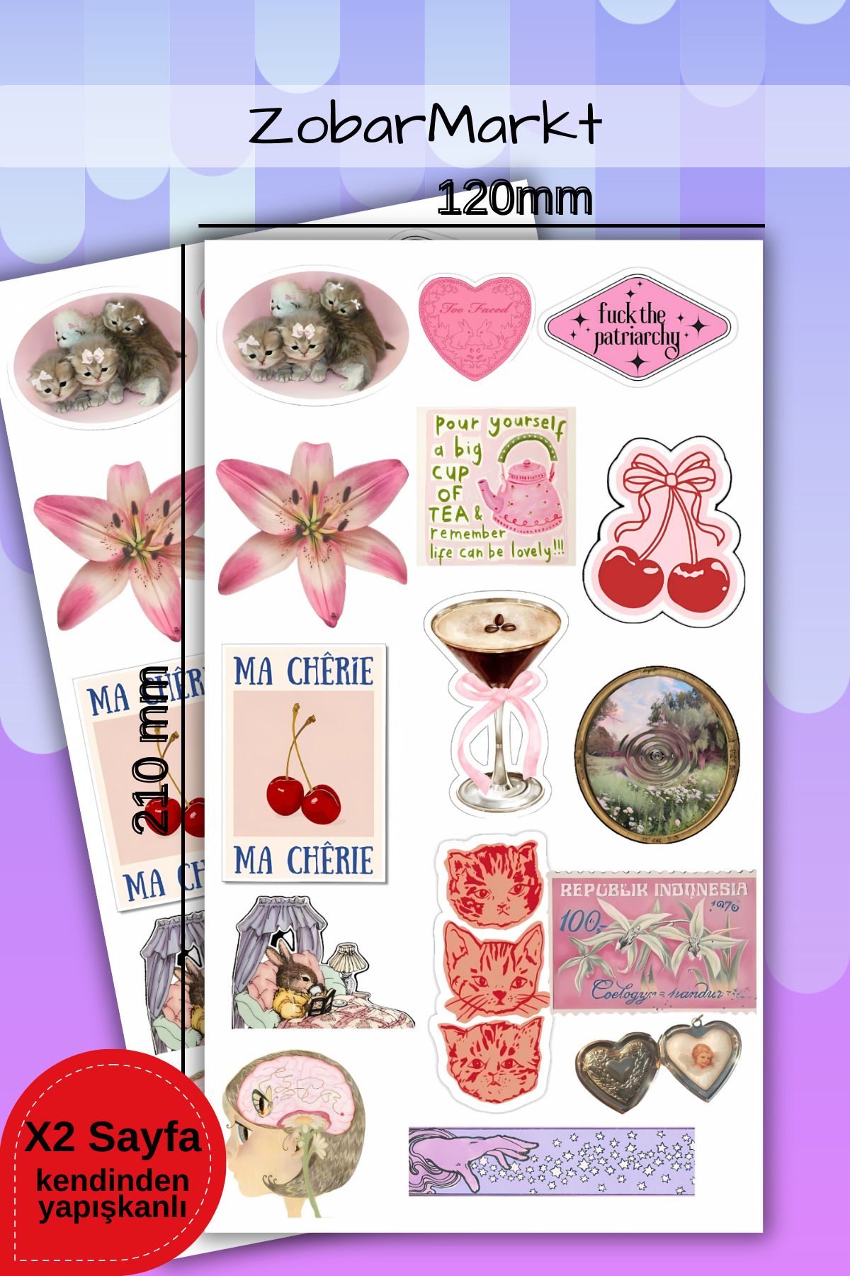 ZobarMarkt ONLINE MARKETING Retro Cuties Sticker Set (bullet journal- ajanda - laptop)
