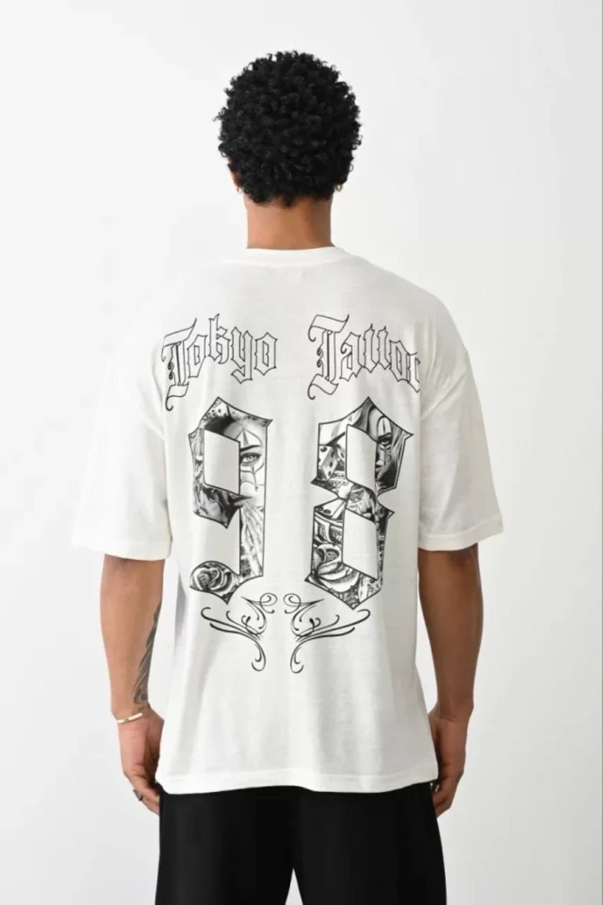MODA Unisex Baskılı Oversize Thirt Beyaz