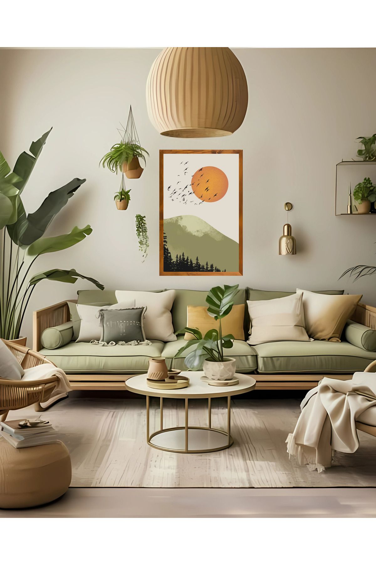 AlpiLeo Modern Minimalist Bohem Tablo | Göçmen Kuşlar Ahşap Tablo | Ev Ofis Çeyizlik Duvar Dekoru