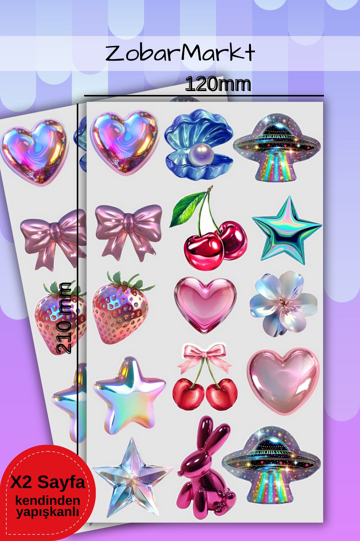 ZobarMarkt ONLINE MARKETING Hologlam Universe Sticker Set (bullet journal- ajanda - laptop)