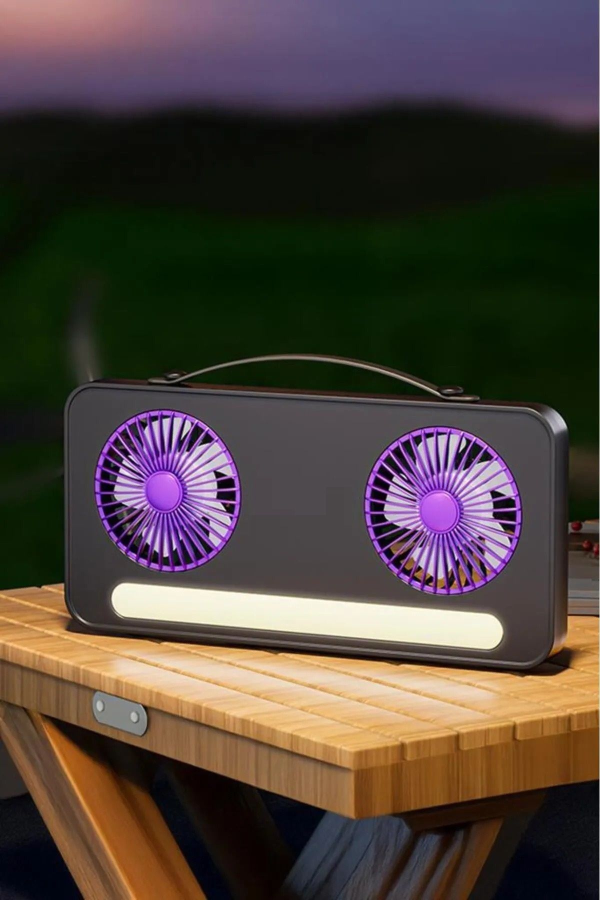 EN SİGA LED Işıklı Çift Fanlı Mini Masaüstü Vantilatör 1200mAh Şarjlı Taşınabilir Fan