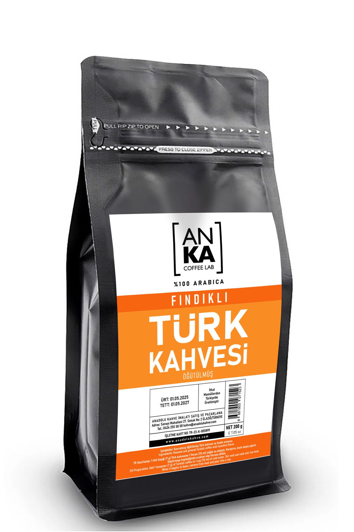 Anka Coffee Lab Fındık Aromalı Öğütülmüş Türk Kahvesi 200g