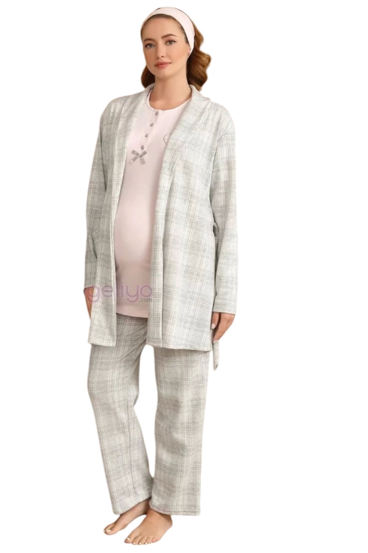 Moda Şahsenem Ba-ha 4425 Lohusa Kışlık 3'lü Pijama Takımı