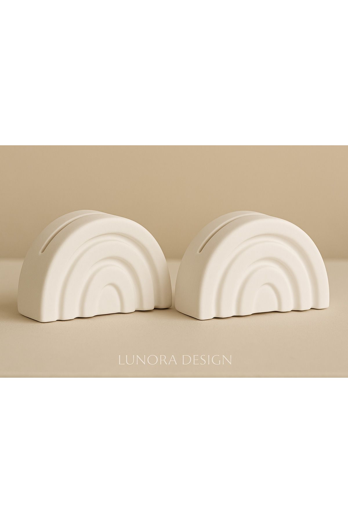 Lunora Design 2’li Gökkuşağı Figürlü Dekoratif Kart Tutucu Seti - Beyaz | Lunora Design
