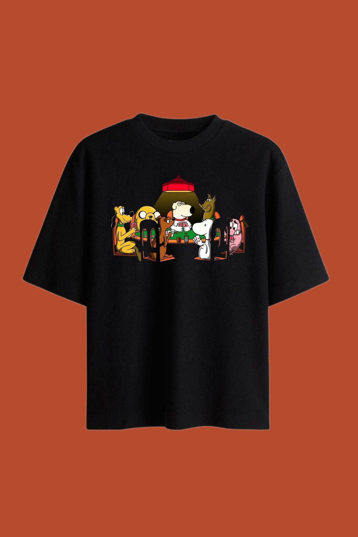 Dupe Design The Dogs Baskılı Siyah Oversize T-shirt