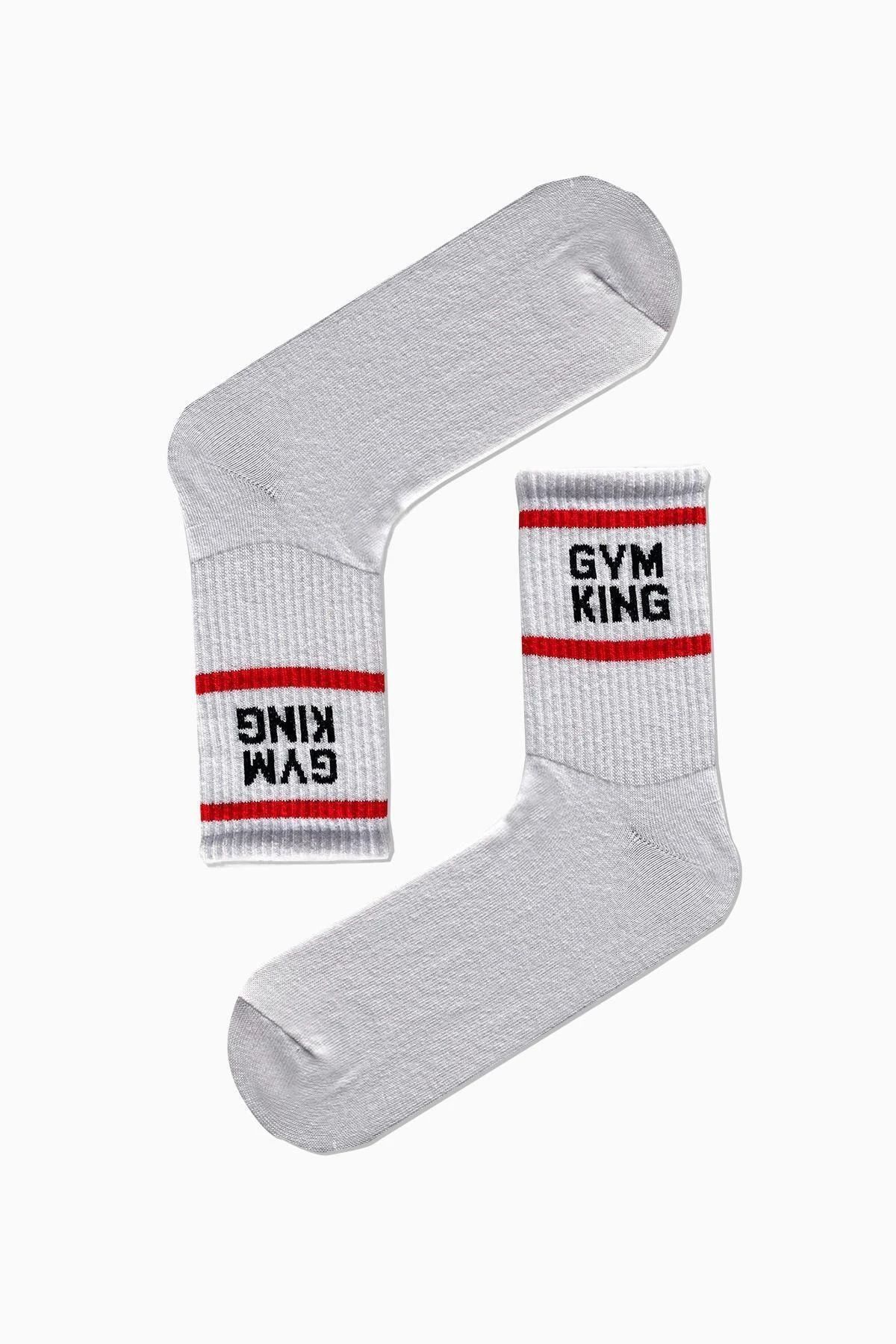 AKSU ÇORAP Çemberli Gym Kıng Yazılı Tenis Spor Çorap