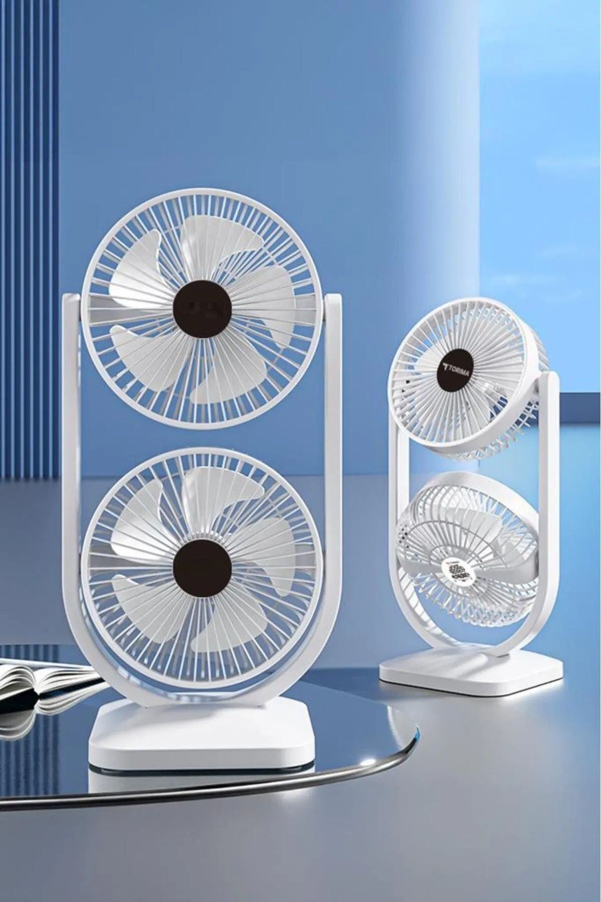 EN SİGA Mini Fan | Taşınabilir Çift Başlıklı Sessiz Vantilatör | Type-C Girişli, 3 Kademel