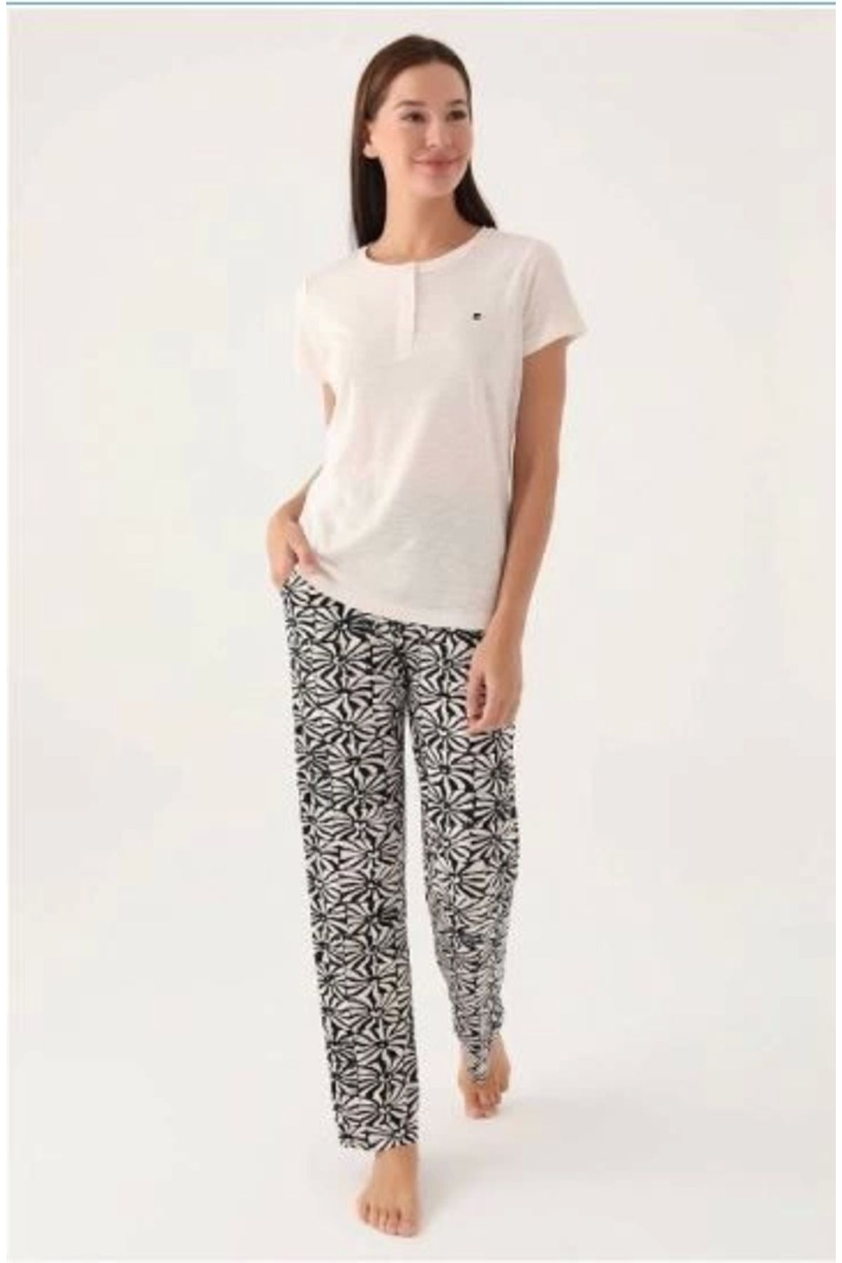 Moda Şahsenem Pierre Cardin 8788-s Kadın Kısa Kol Pijama Takımı