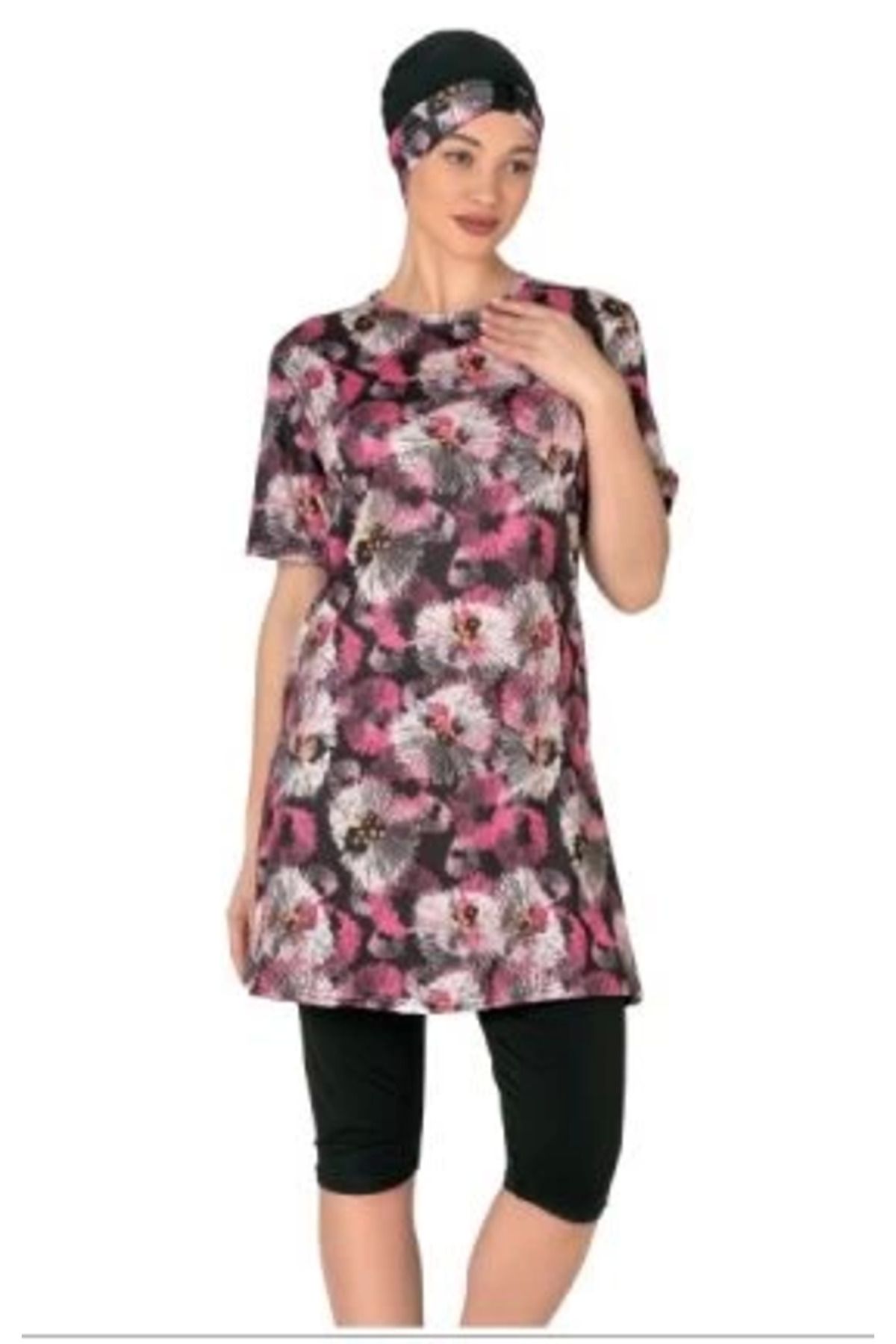 Moda Şahsenem Fantasy 3449 Desenli Yarı Tesettür Mayo