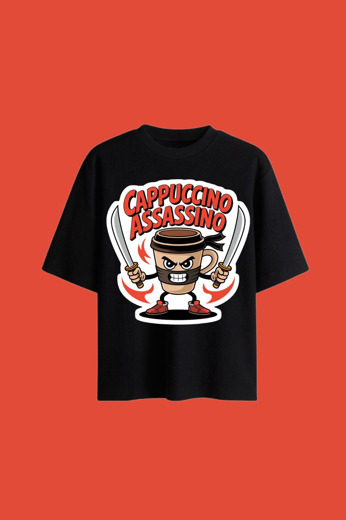 Dupe Design Cappuccino Assassino Baskılı Oversize T-shirt