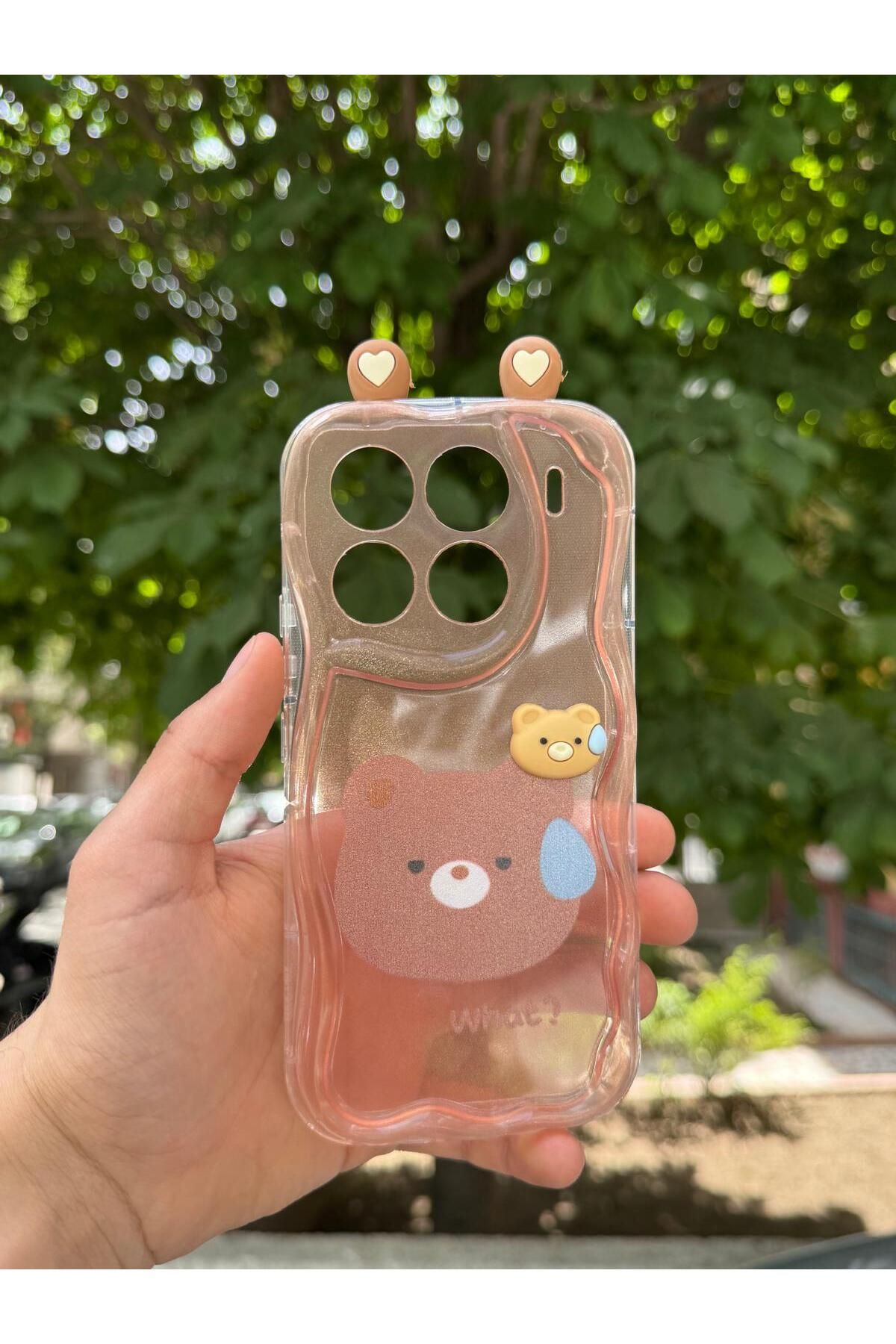 LioTech Xiaomi Mi 15 Pro Uyumlu Tavşan ve Ayıcık Desenli Kulak Desenli Darbe Emici Özelliğe Sahip Kılıf
