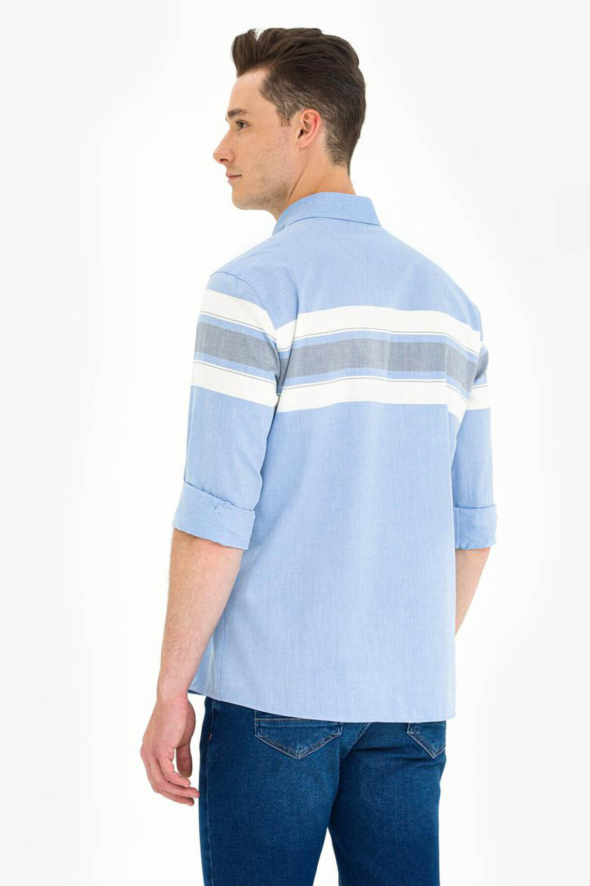 U.S. Polo Assn. Rıbaro Saks Erkek Gömlek 1584026 — آبی — تصویر 5 از 7