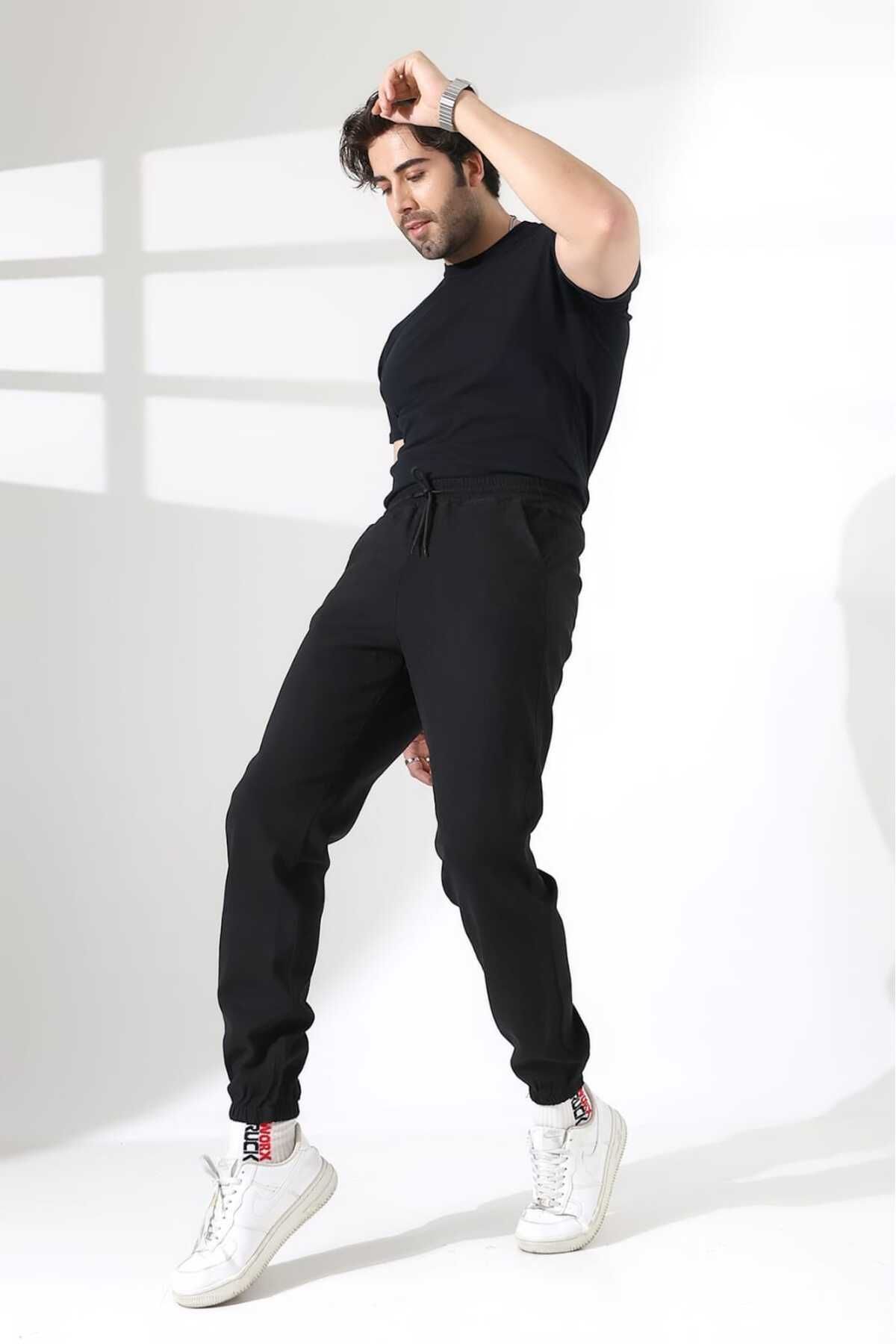 MODA likralı denim kumaş jogger pantolon