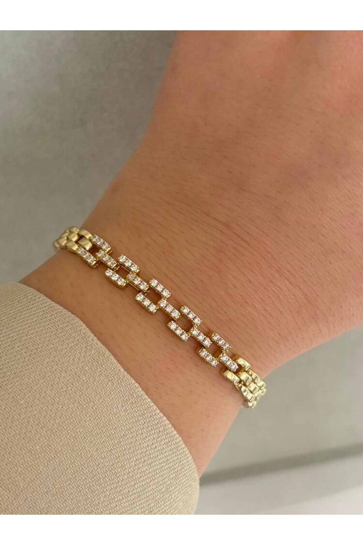 arya luxe 14k gold Xuping kare gömme taşlı bileklik