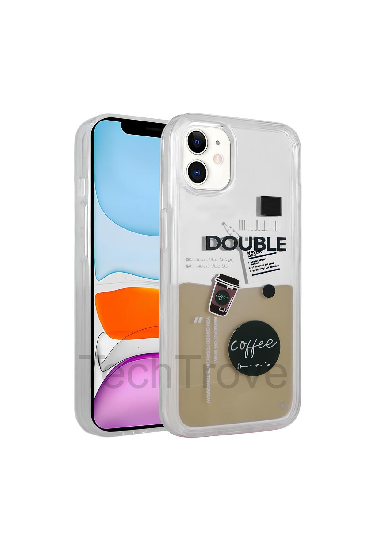 TechTrove Apple iPhone 12 Kılıf Desenli Tasarım Sıvılı Coffee Tasarım Kapak