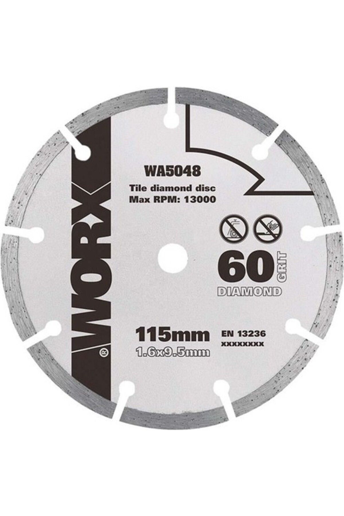 WORX Wa5048 115x9,5mm Fayans, Seramik, Mermer Kesme Soketli Elmas Daire Testere Bıçağı