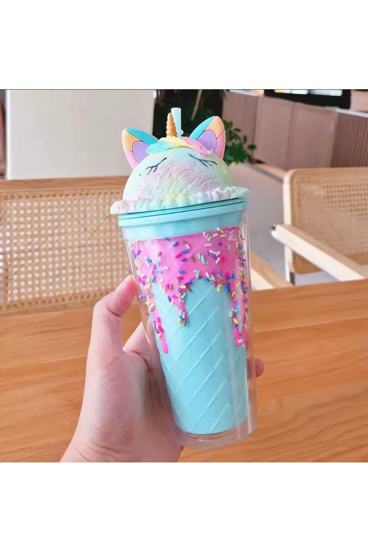 My Easy Shop Unicorn Desenli Pipetli Bardak
