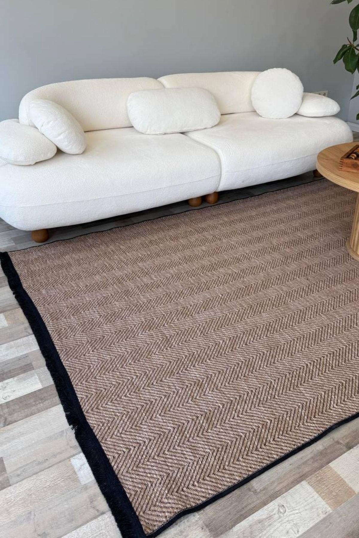 Serteks Pera Sisal Yıkanabilir Dokuma Kaymaz Taban Kahverengi Halı Yolluk Kilim