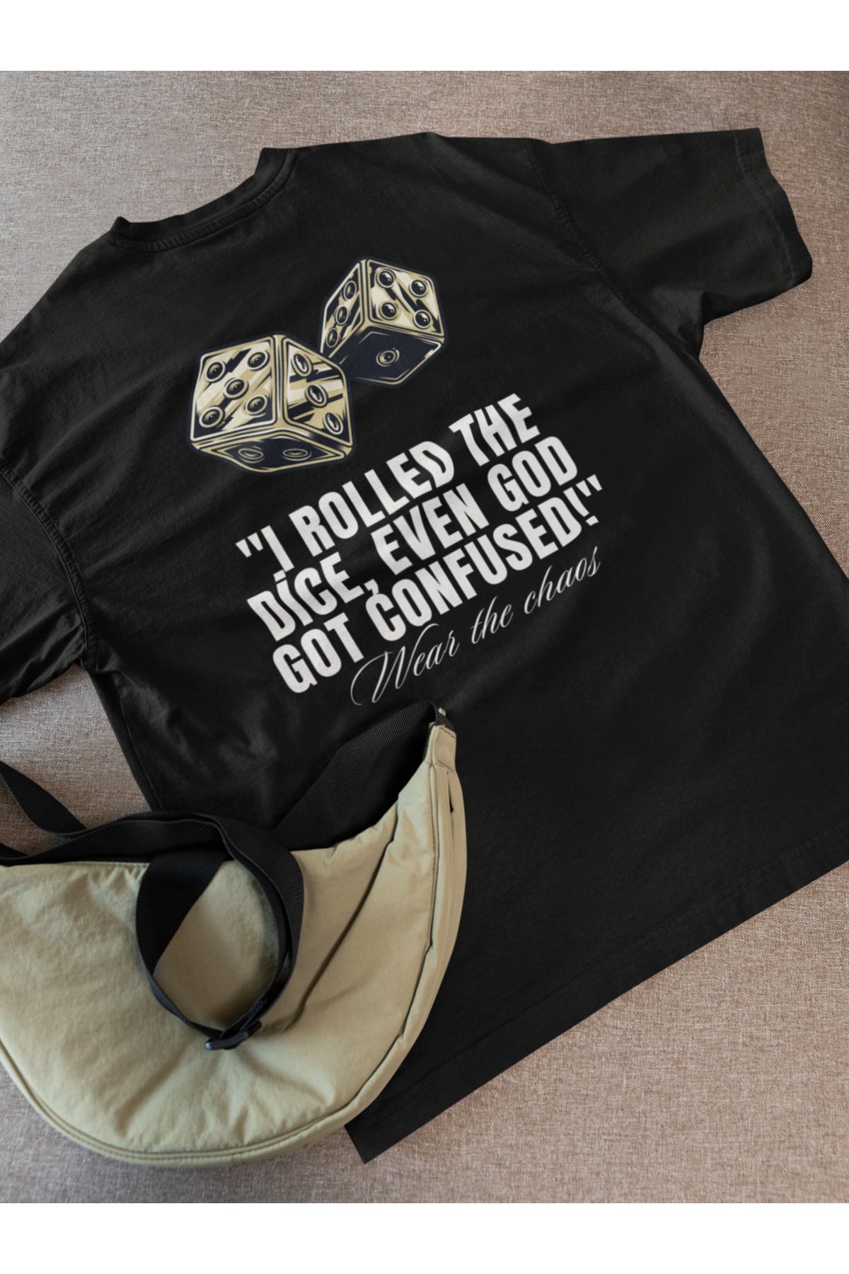 Lyonis Erkek Oversize Wear The Chaos Baskılı Bisiklet Yaka Penye T-Shirt