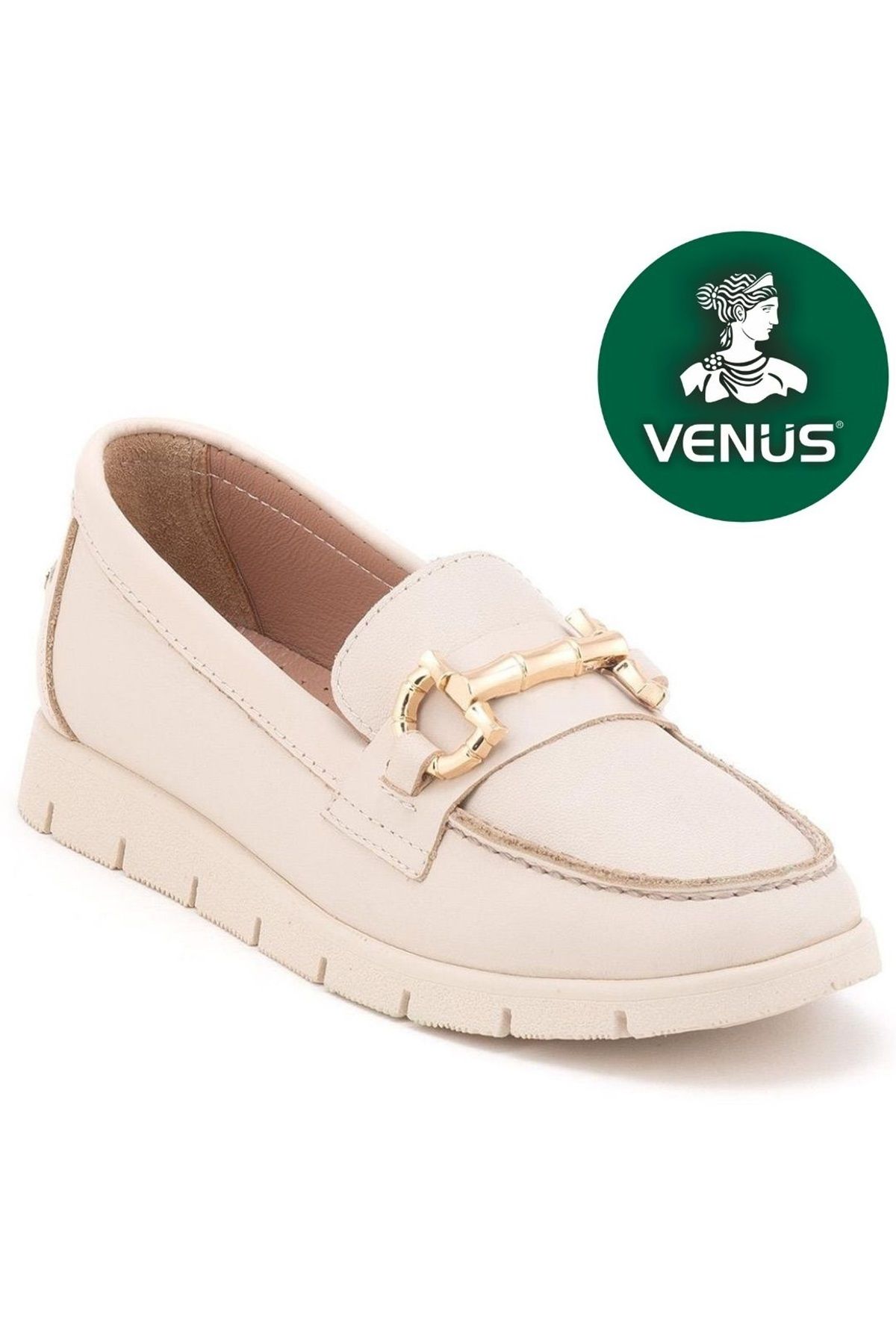 Kids Club Shoes Venüs Agev Hakiki Deri Ortopedik Kadın Casual Babet Ayakkabı BEJ