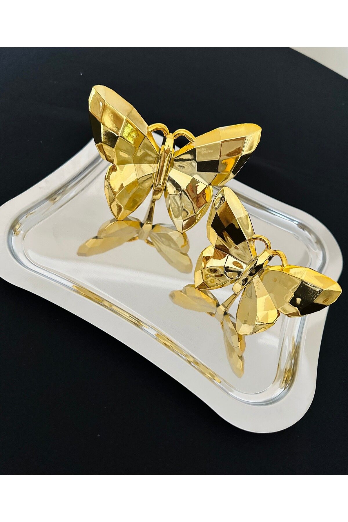 Melinda home 2’li Kelebek Biblo Dekoratif Polyester Obje Masaüstü Ev Ve Ofis Aksesuarı Gold