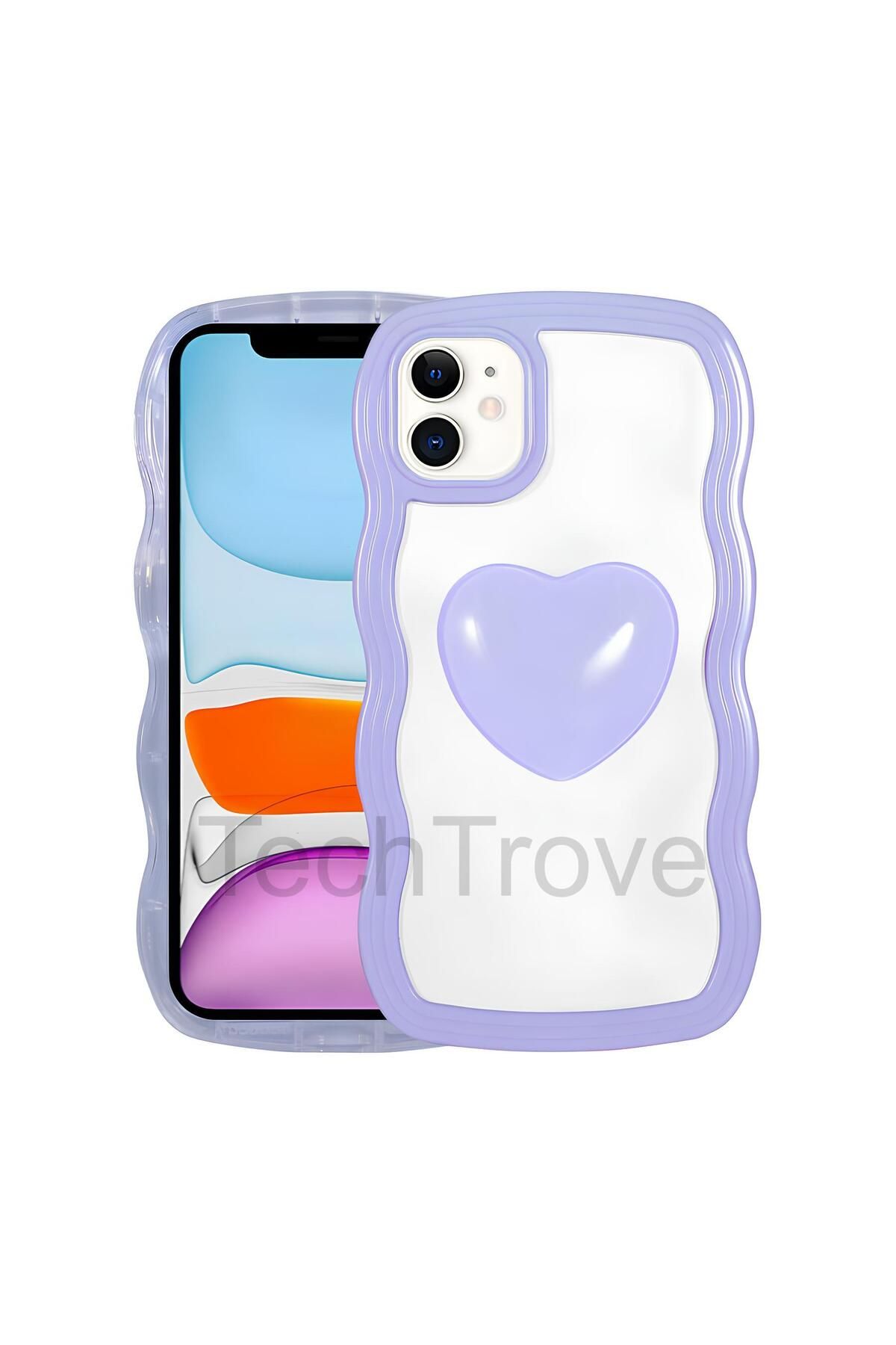 TechTrove Apple iPhone 11 Kılıf Renkli Kalp Figürlü Ponçik Kapak