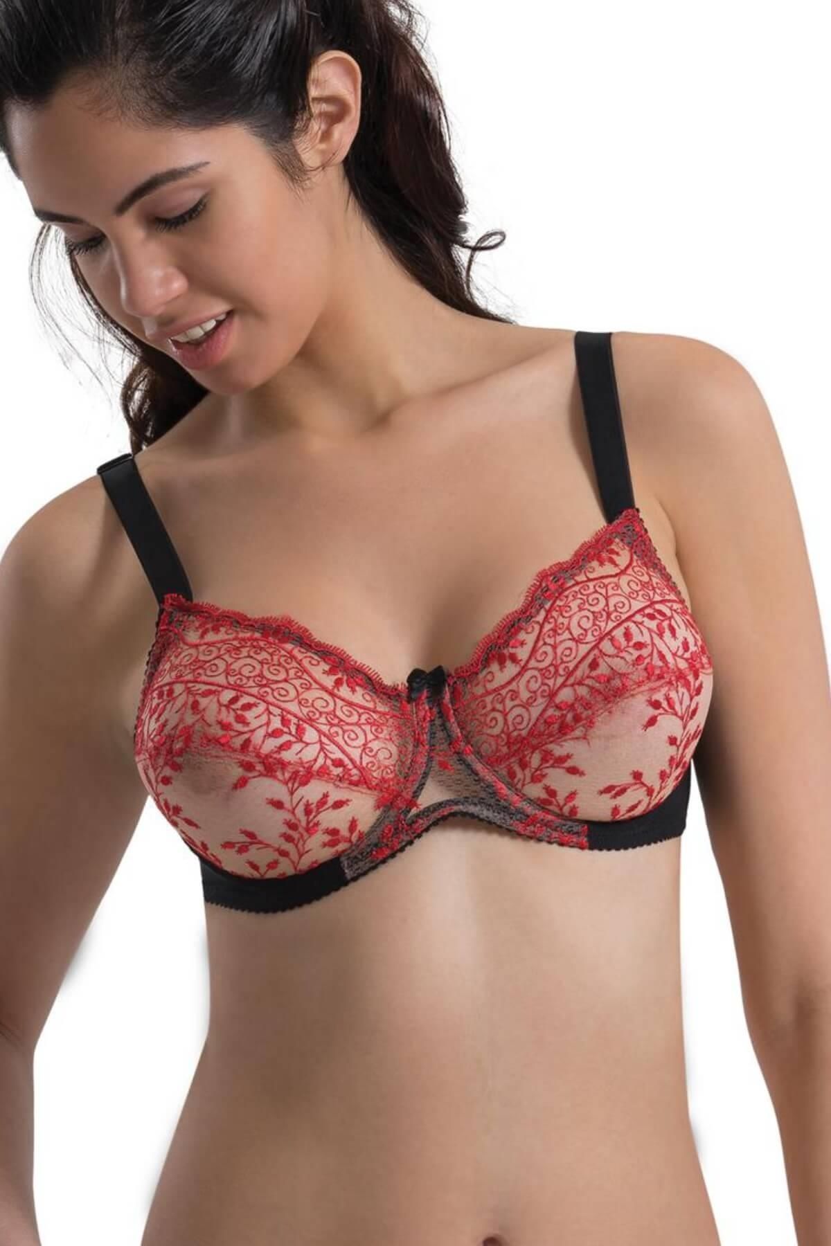 Moda Şahsenem Siyah-kırmızı Mı Emay 148 C Balenli Toparlayıcı Sütyen