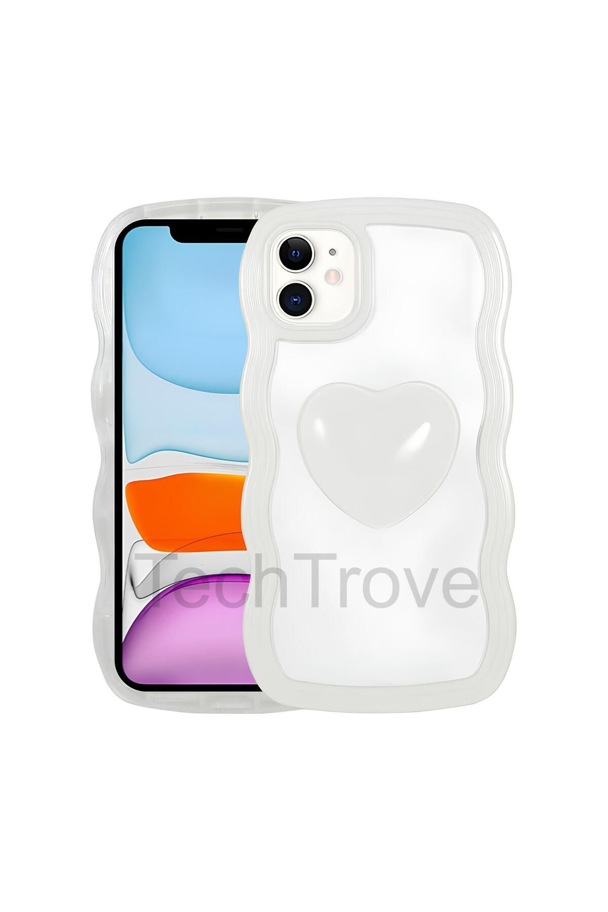 TechTrove Apple iPhone 11 Kılıf Renkli Kalp Figürlü Ponçik Kapak