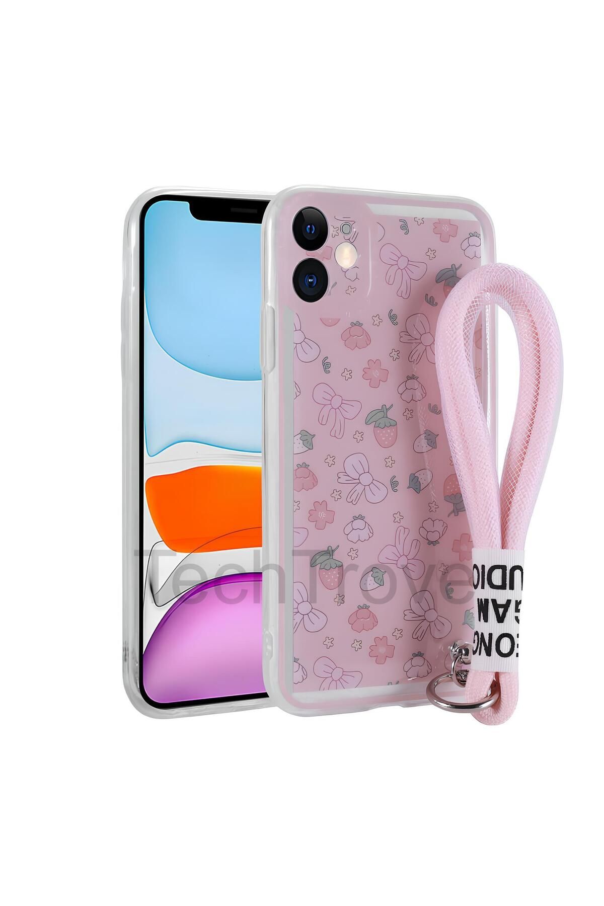 TechTrove Apple iPhone 11 Kılıf Desenli El Askılı İpli Astana Silikon Kapak