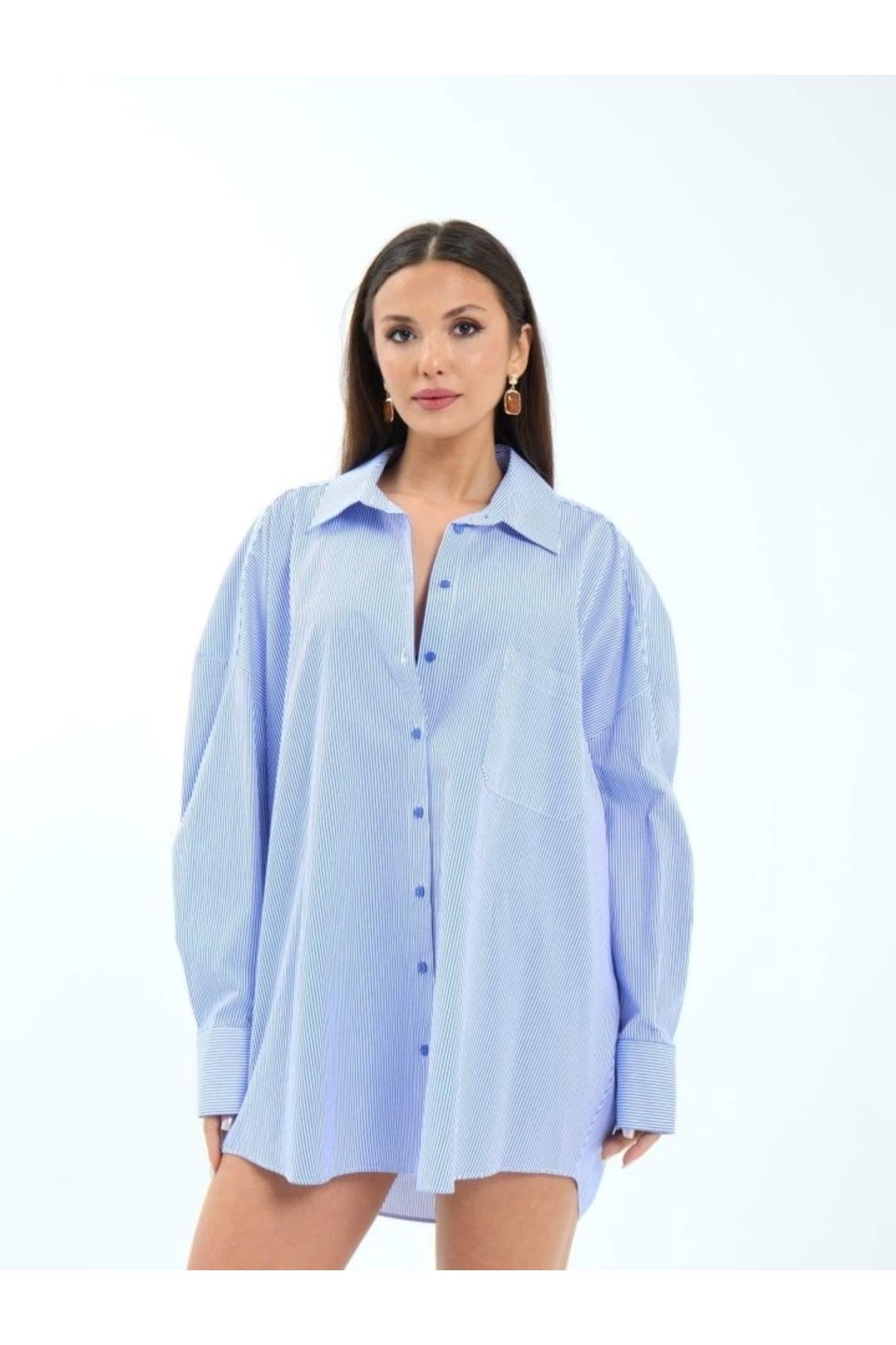 MODA 7388 GÖMLEKMAVİ BEYAZ ÇİZGİLİ