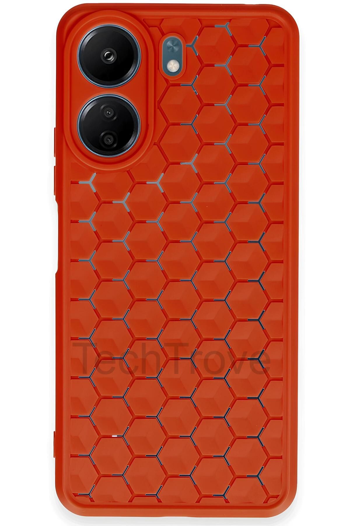 TechTrove Xiaomi Redmi 13C Kılıf Kamera Korumalı Geometrik Petek Motifli Silikon Kapak