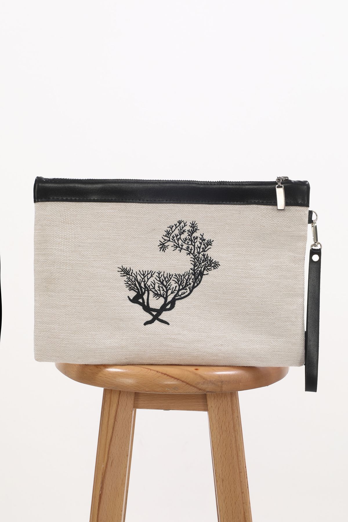 Ju Yaratıcı Tasarım Nakışlı işlemeli Portföy Ve Clutch Çanta Geyik