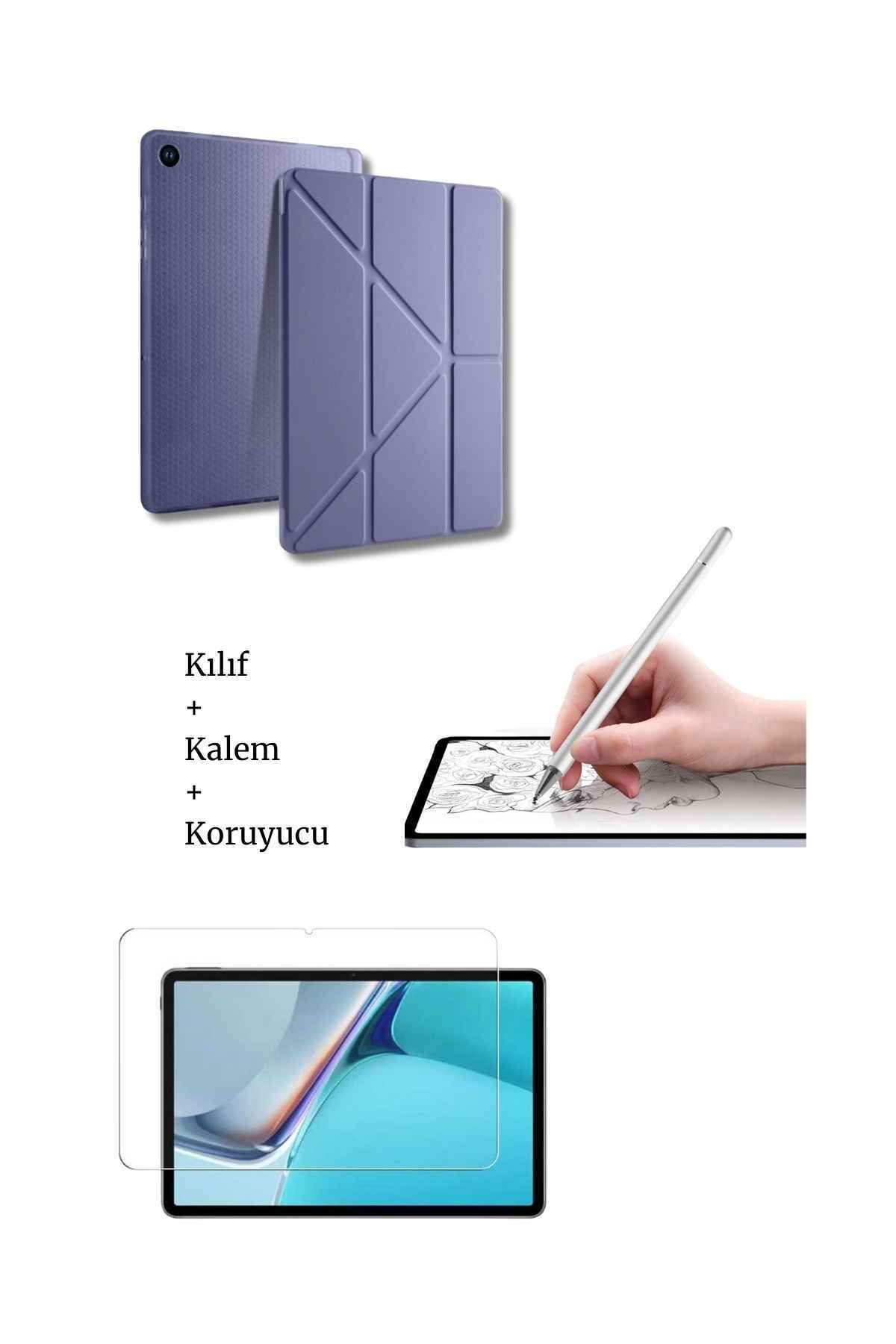 Fuchsia Galaxy A9 Plus 11 inç X210 Uyumlu Tablet Kılıfı Tablet Kalemi Ve Ekran Koruyucu Set