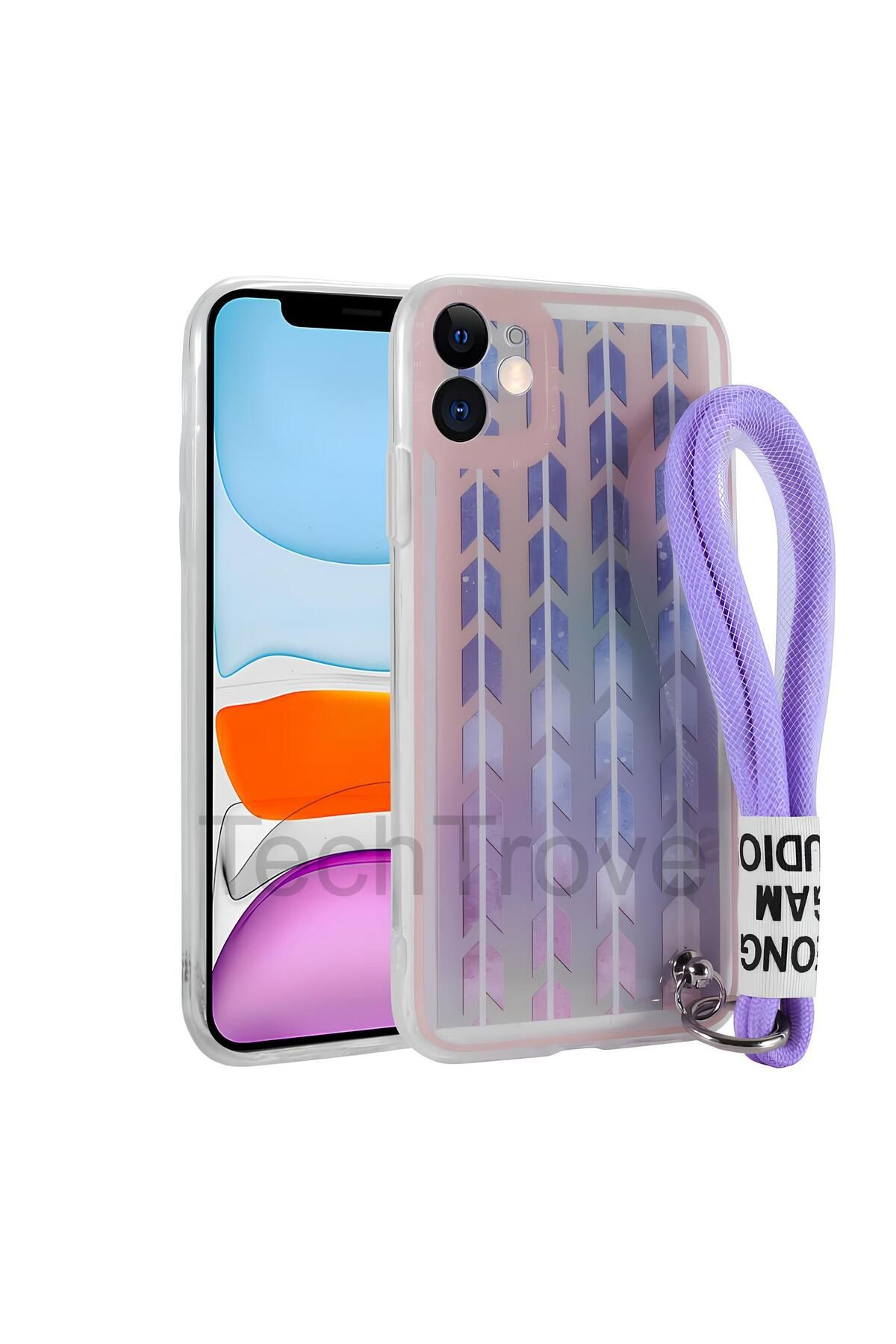 TechTrove Apple iPhone 11 Kılıf Desenli El Askılı İpli Astana Silikon Kapak